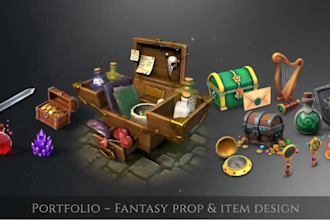 create stylized low poly fantasy 3d game props