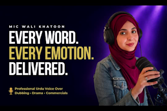 record female urdu voice over for dubbing and ads