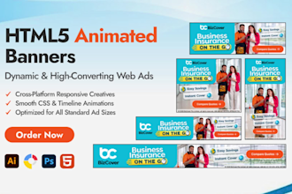 design animated HTML5 banner ads and display banner ads for remarketing