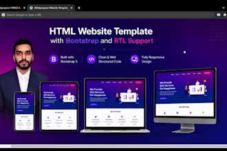 create HTML website template with bootstrap and rtl support