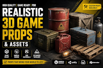 create 3d game props and pbr hard surface assets