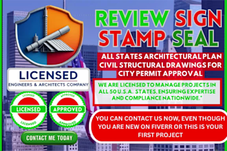 deliver permit drawing with pe, architectural and mechanical stamps for approval