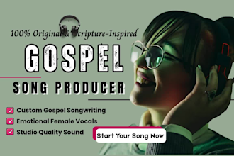 write, sing soulful christain gospel song as a female gospel singer, songwriter