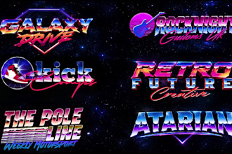 design a custom 80s retro synthwave logo
