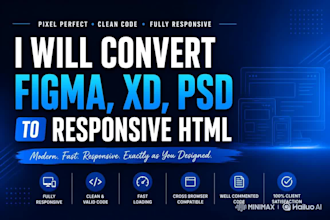convert figma, xd or PSD to responsive HTML