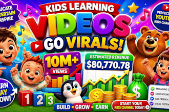 produce viral 3d kids animation videos, kids learning videos for youtube kids