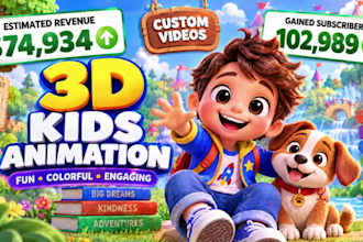 create viral kid learning videos, kid animation, kid videos, 3d animation
