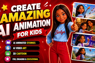 make amazing ai animation for kids, ai animated story, ai video art, 3d cartoon
