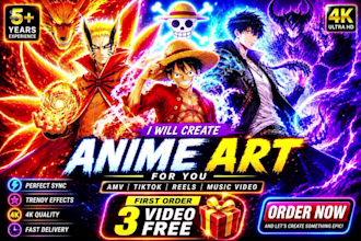 create professional anime edits and amv youtube, tiktok,reel