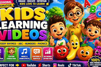 create best kids learning videos for youtube kids, kids animation, kids channel