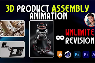 create realistic 3d product animation and exploded assembly video
