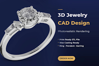 create 3d jewelry cad design for printing and rendering