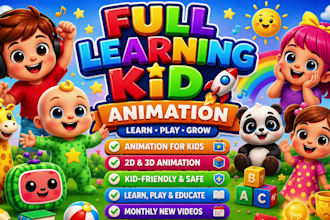 produce viral educational kids learning videos for yotube, animation for kids
