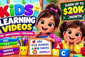 create viral kids learning videos, educational videos for youtube kids channel