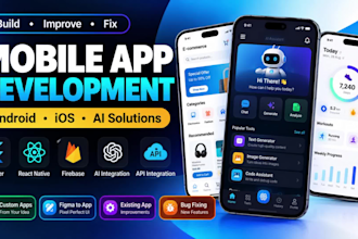 develop mobile apps for android ios flutter react native and ai