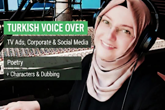 do professional native turkish female voice over