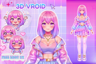 create vtuber 3d model, vroid avatar with rigging for vrchat