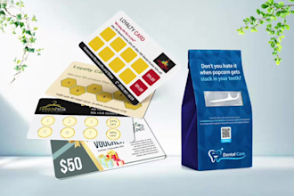 design popcorn bag, loyalty card, gift card, coupon, VIP card