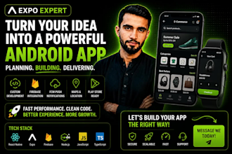 build react native expo app, firebase app and android app
