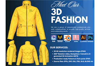 create 3d fashion design, clo 3d garments, patterns and tech pack