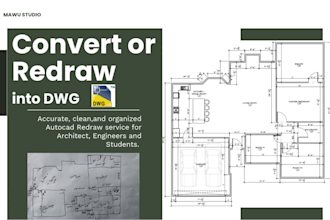 convert or redraw floorplan architecture drawing into a dwg file