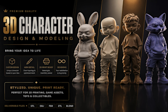sculpt high quality 3d models, and statues for 3d printing rendering