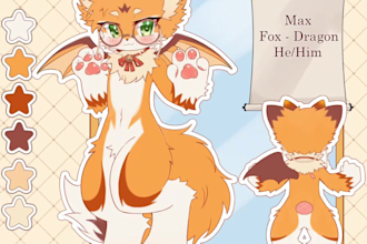 draw you a cute kemono furry reference sheet