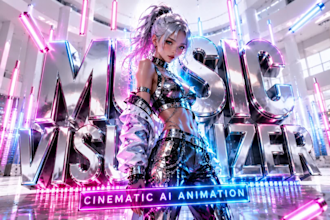 ai music video lyric video cartoon anime style music visualizer dance animation
