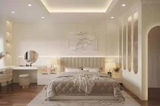 create photorealistic 3d interior rendering for bedroom and bathroom