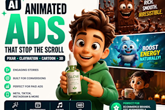 create ai animated video ads in pixar and claymation style