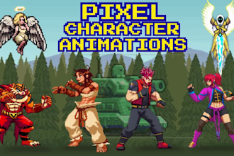 create pixel art animation pixel sprite sheet and  character animation for game