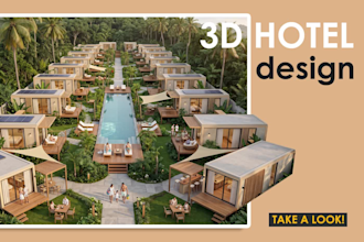 3d design hotel complex resort animation walkthrough render