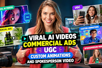 create viral ai video commercial ads, ugc spokesperson, and product animation