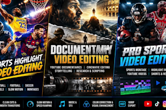 edit sports highlights, sports videos and documentary videos editing for youtube