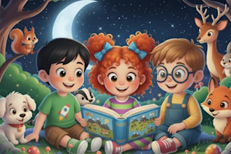 design premium 3d children book illustration and children story book for kids