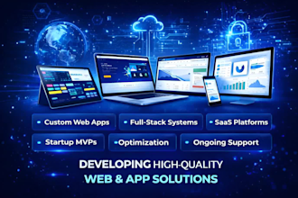 design, debug, develop and deploy custom full stack website, front end, backend