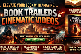 create cinematic book trailer video for your book promotion