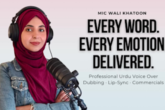 record female urdu voice over for dubbing and ads
