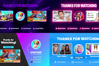 create a professional youtube end screen outro animation