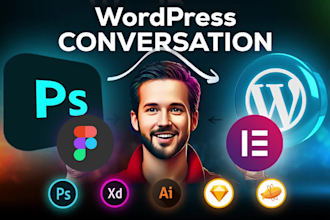 convert PSD to wordpress, figma to wordpress, HTML to wordpress with elementor