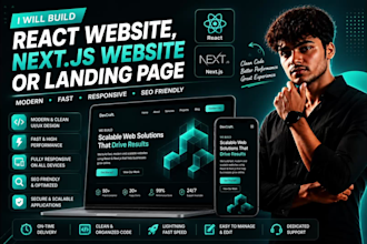 build react website, next js website or landing page