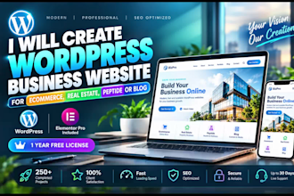 create wordpress business website for ecommerce, real estate, peptide or blog