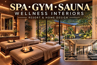 design resort spa, home gym, sauna and wellness interiors