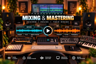 professionally mix and master your techno, house or tech house track