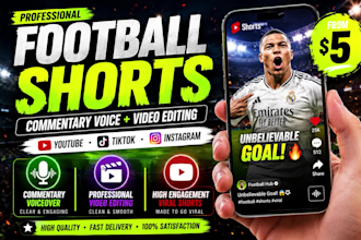 create football shorts with commentary voice for youtube