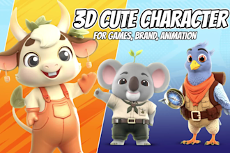 make cute 3d character modeling mascot or animal in blender cartoon style