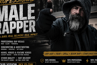 be male rapper, male rap, feature rap, rap vocal, intro rapper, rap feature