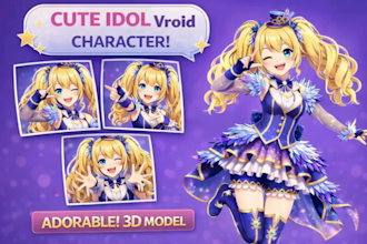 create custom 3d anime vtuber character with rigging, vroid or vrchat model