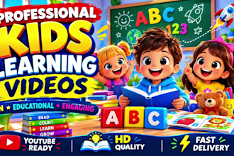create 3d kids learning videos, kids songs, nursery rhymes, kids channel