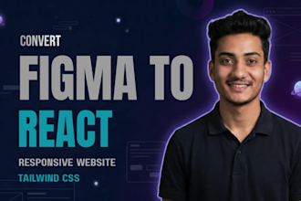 convert figma to a responsive react js and tailwind CSS website